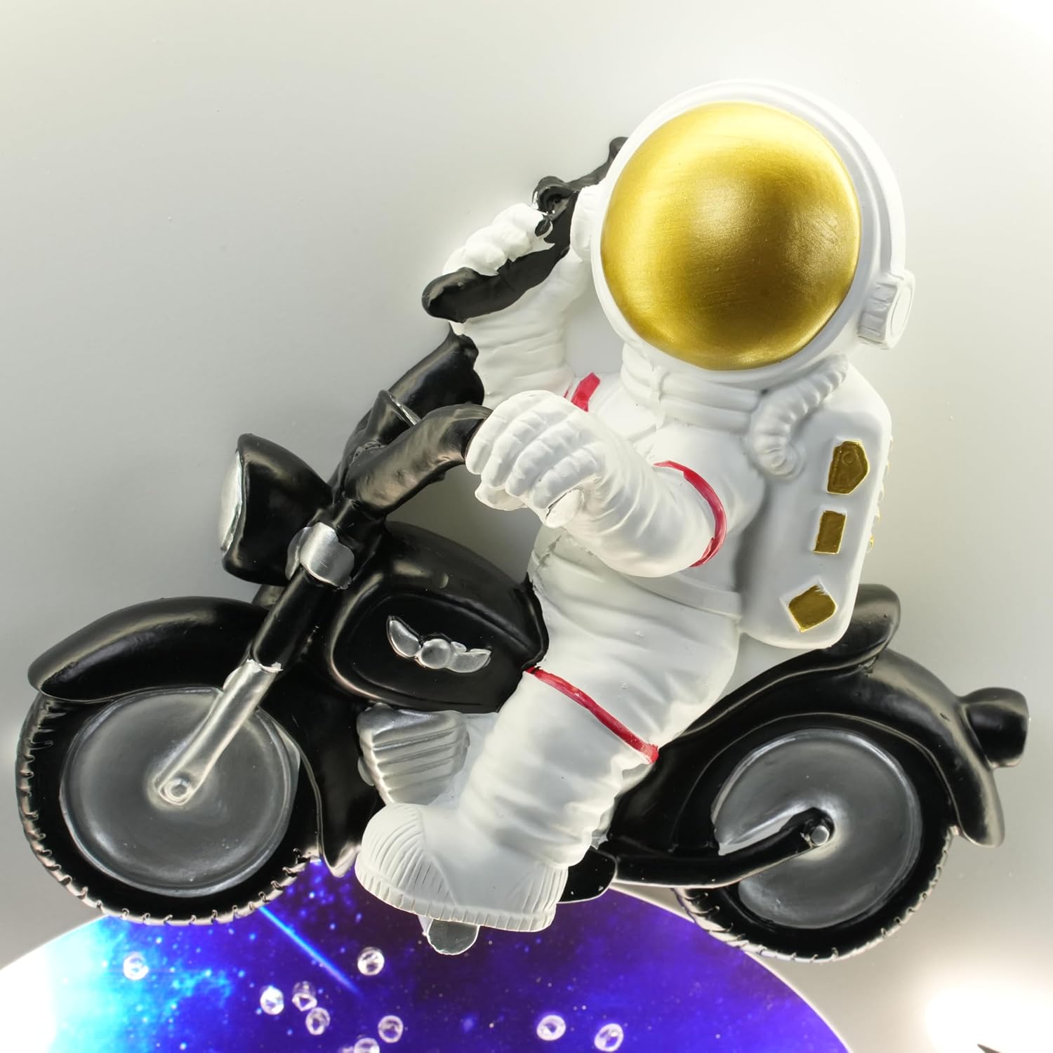 Skyblaze Astronaut Ceiling Light Fixtures with Remote Control Cool Kids Room Round Ceiling Light Motorcycle LED Ceiling Lamp for Kid's Bedroom Nursery (B)