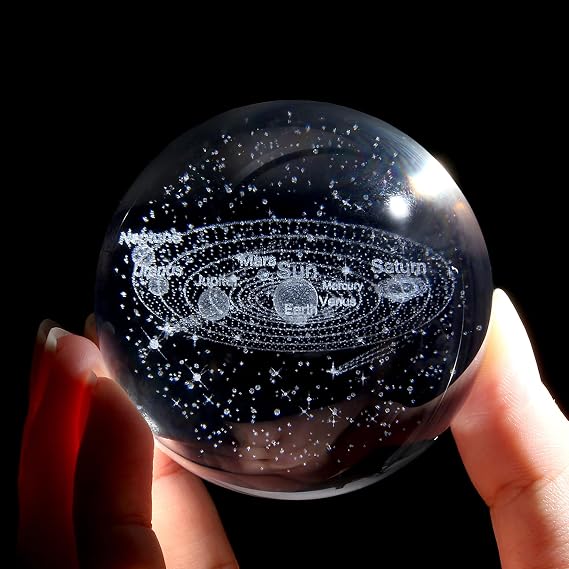 XIANNVXI 3D Solar System Space Crystal Ball Paperweight,Astronomy Gifts