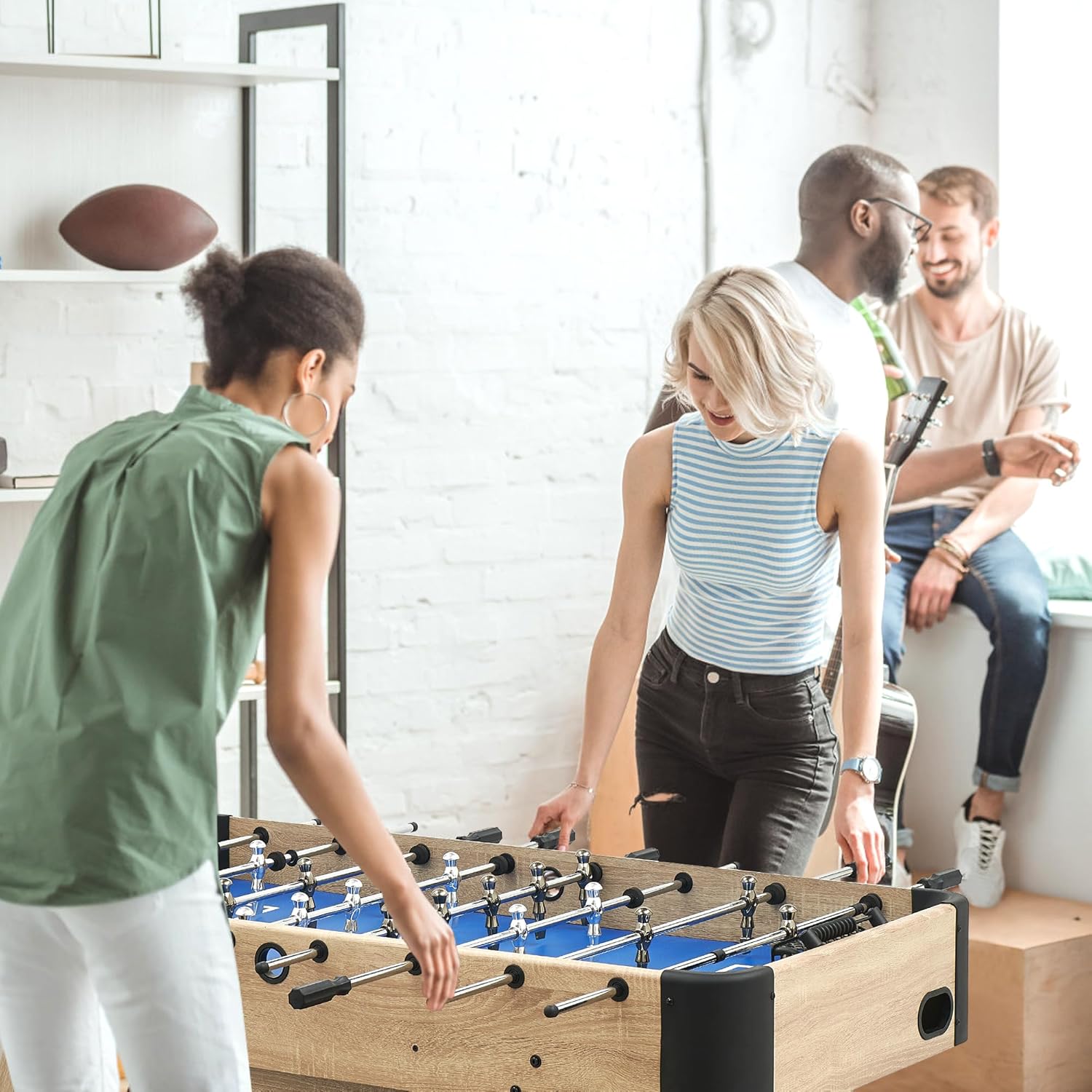 IDEALHOUSE 54 Inch Full Size Foosball Table, Soccer Table Game for Kids and Adults, Arcade Table Soccer for Home, Indoor Game Room Sport, Easy Assembly.