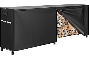VIVOHOME Heavy Duty Firewood Rack Outdoor/Indoor with Cover