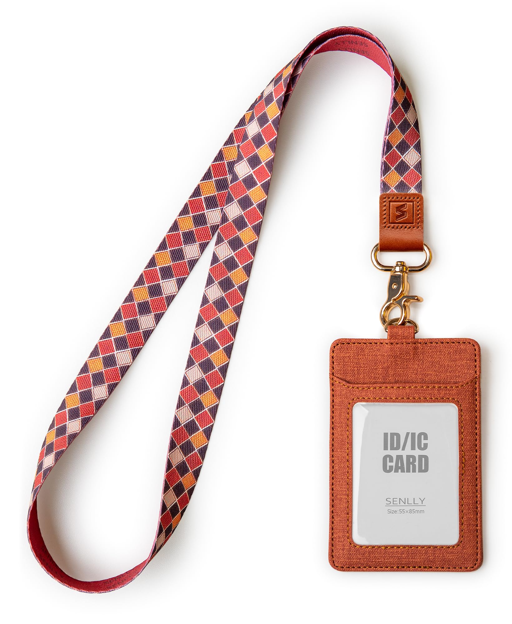 SENLLY - Badge Holder with Detachable Lanyard, 2 Credit Card Slots and 1 ID Window for ID School ID, Driver's License, Credit Cards