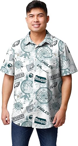 Miniatura 8 de FOCO Camisa abotonada floral Aloha tropical con logotipo de equipo de la NFL para hombre