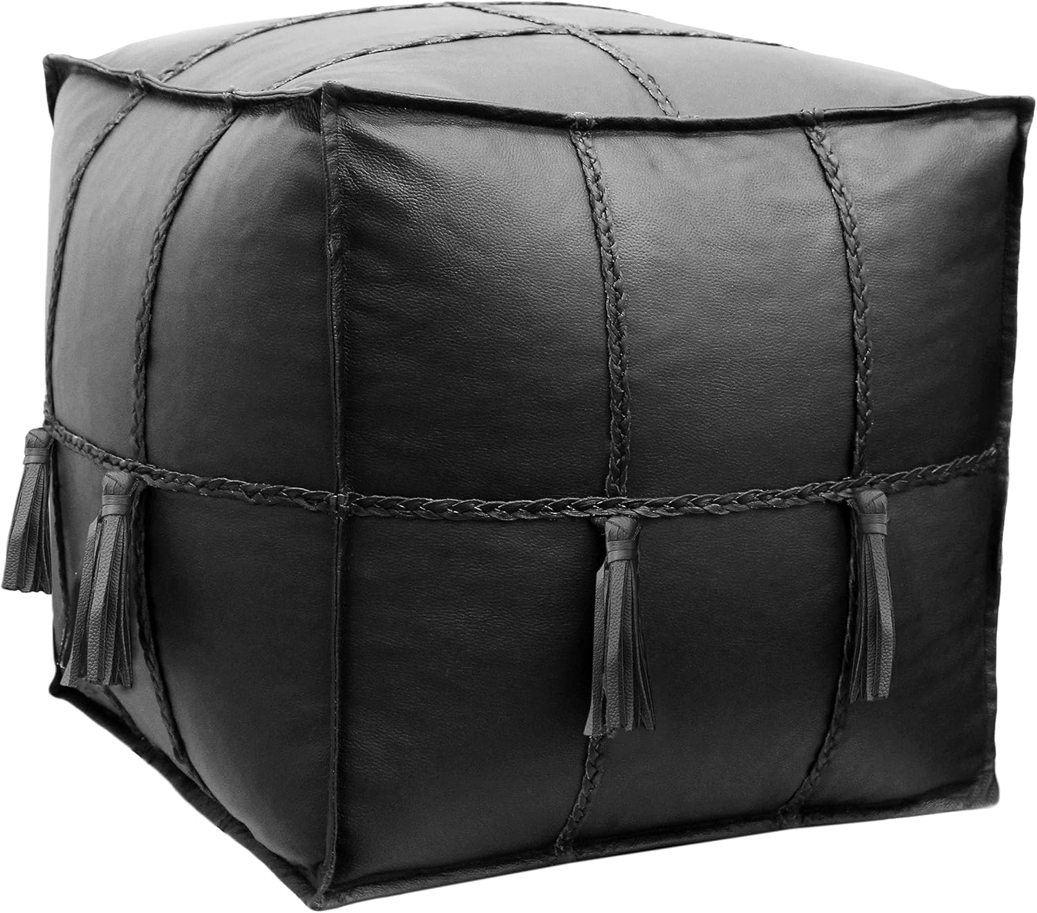 COTTON CRAFT Genuine Leather Pouf Stuffed Top Grain