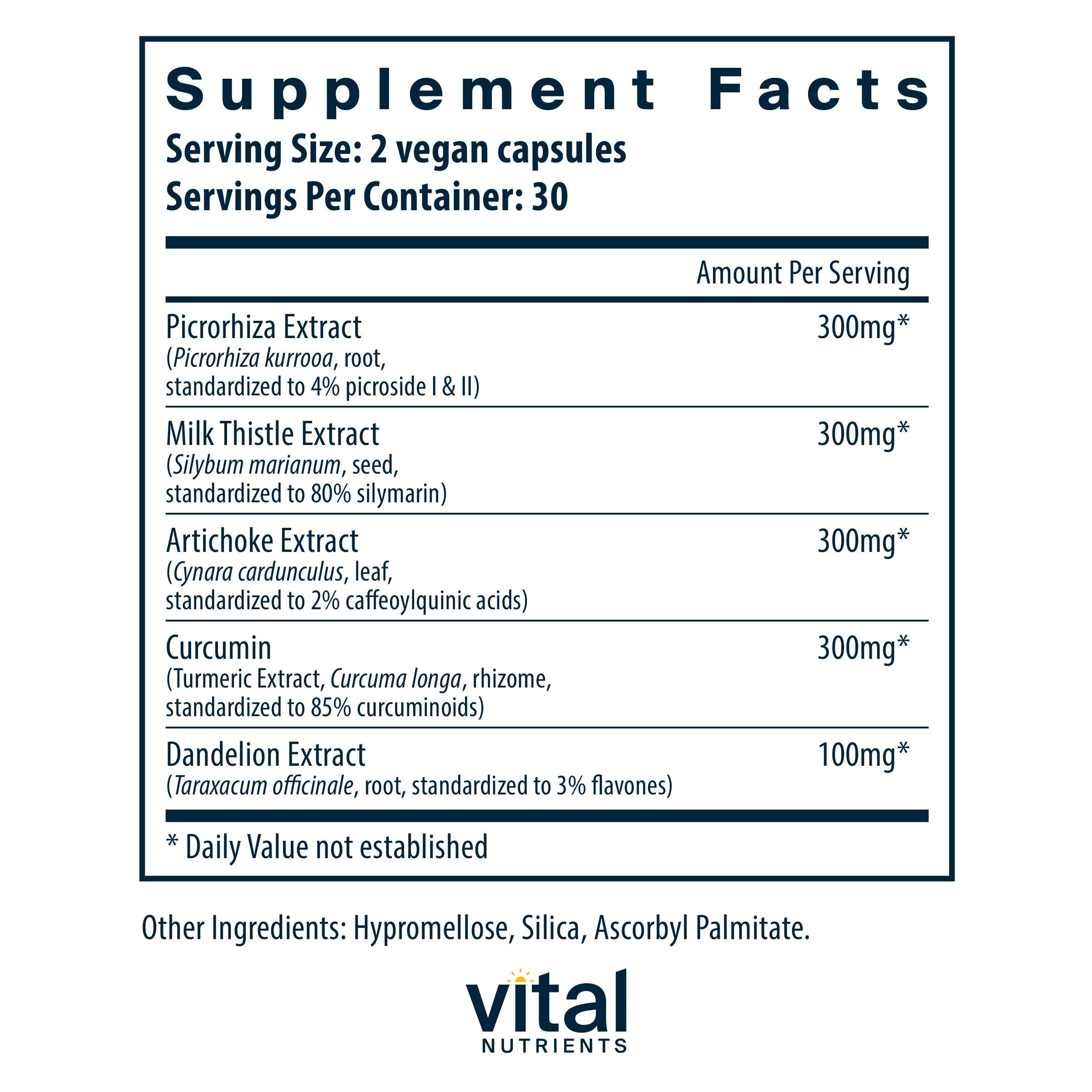 Vital Nutrients Liver Support II with Picrorhiza, Milk Thistle and Curcumin - Vegan Supplement - Herbal Combination to Support Healthy Liver Function* - Gluten, Dairy and Soy Free - 60 Capsules — Amazon image 2