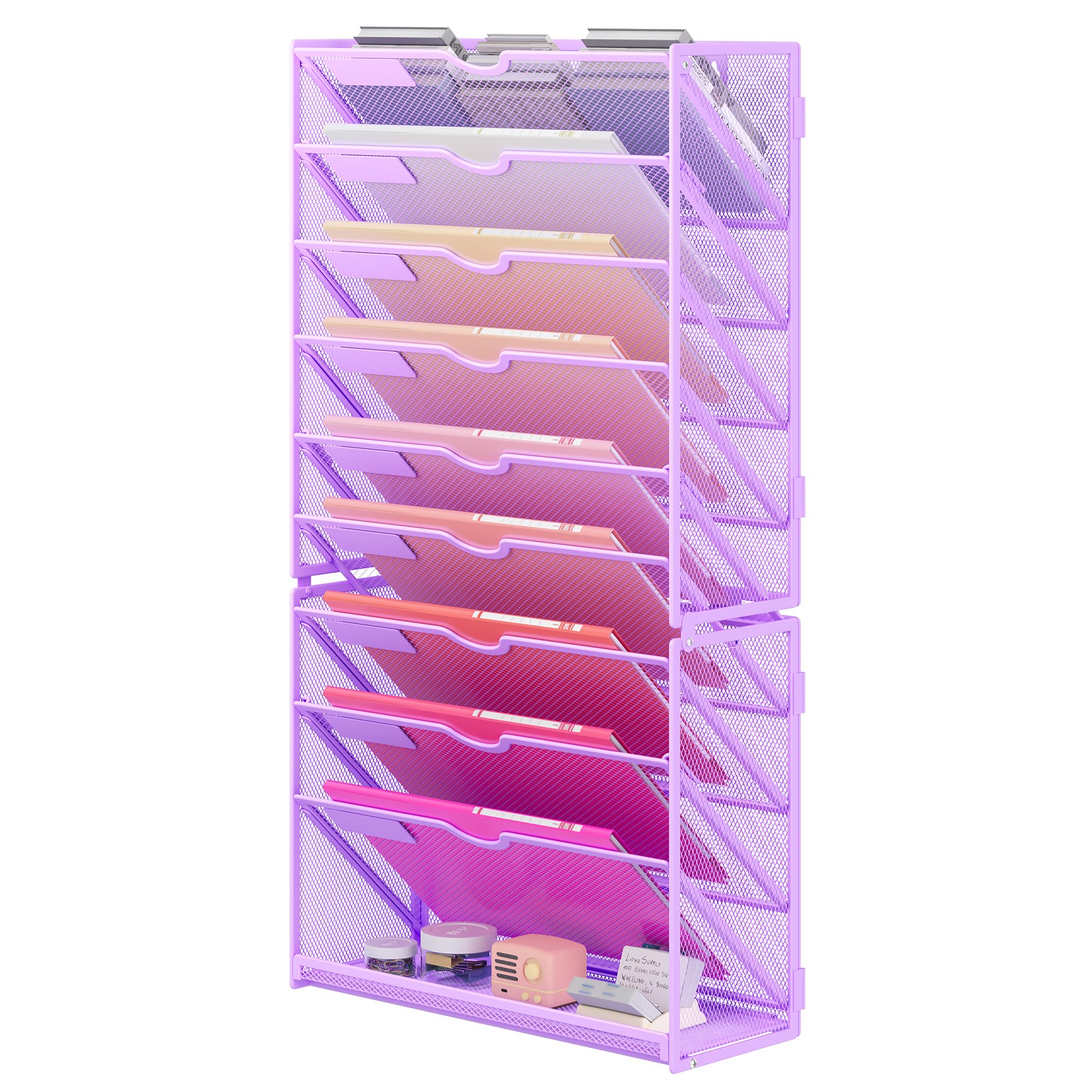 Photo 1 of Lavatino 10-Tier Hanging Wall File Organizer - Purple Mesh