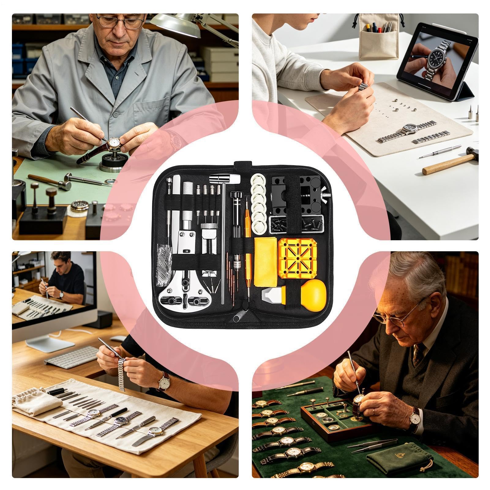 Kit di Riparazione Orologi Kit Completo per Manutenzione Manuale con | Strumento per Sostituzione Batteria Orologio Per Casa e Viaggio, Sostituzione Batteria e Regolazione Cinturino