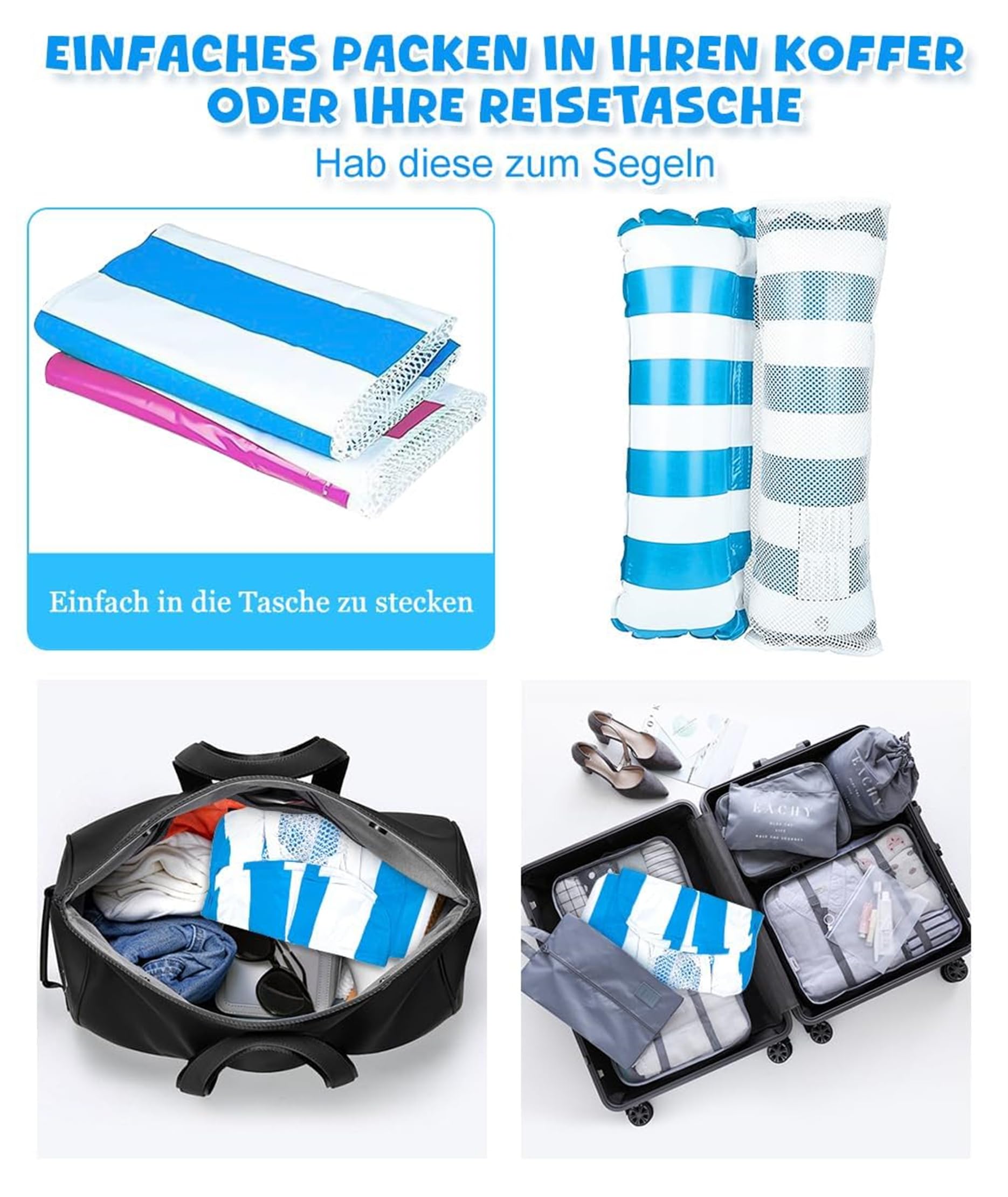 2 Stück Luftmatratze Wasser mit 1 Luftpump ，4 in 1 Wasserhängematte mit Netz Aufblasbare Schwimmsessel Wasser Matratze Pool Zubehör Liege Sofa Stuhl Sitz Erwachsene Kinder Stabil