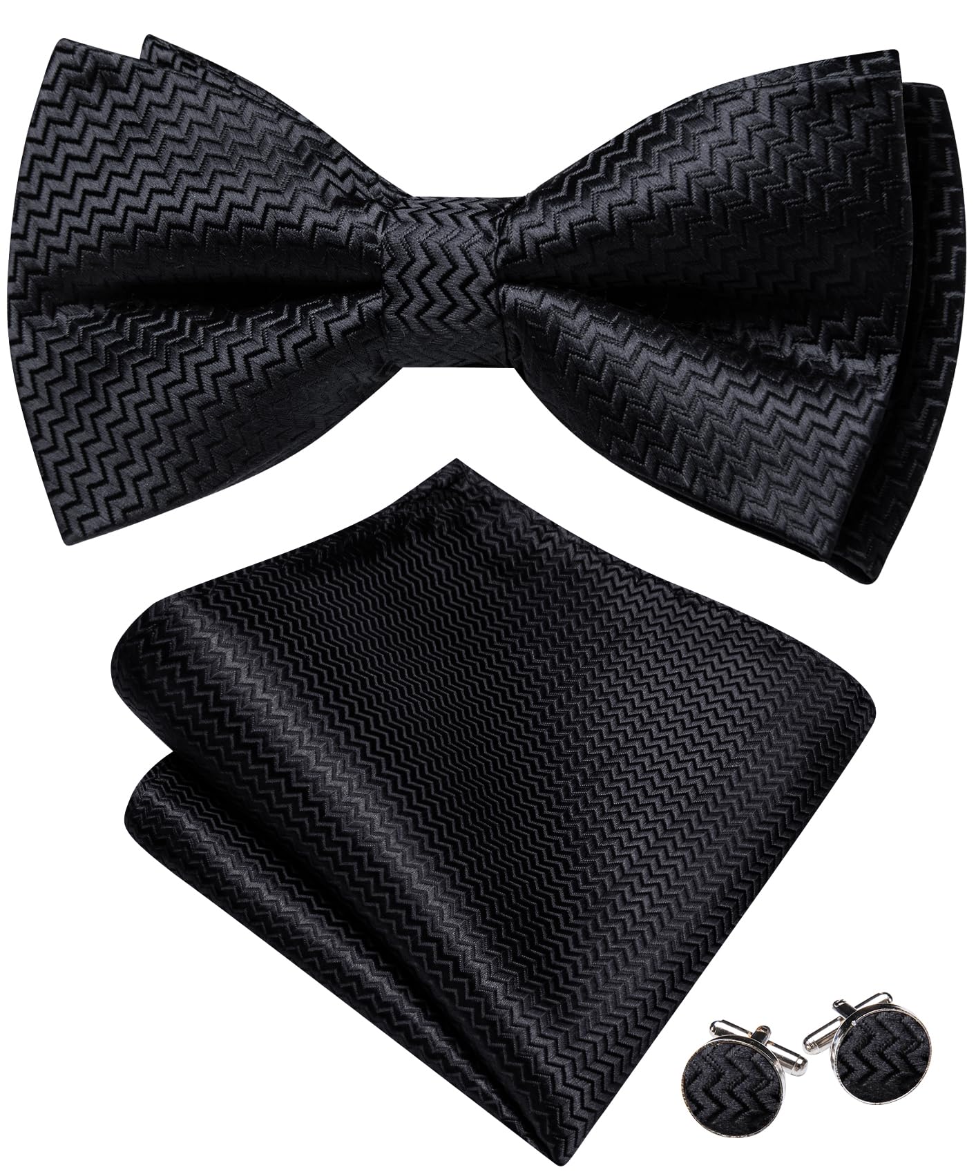 Barry.Wang Paisley Striped Bow Tie for Men Silk Pre-Tied Bowtie Set
