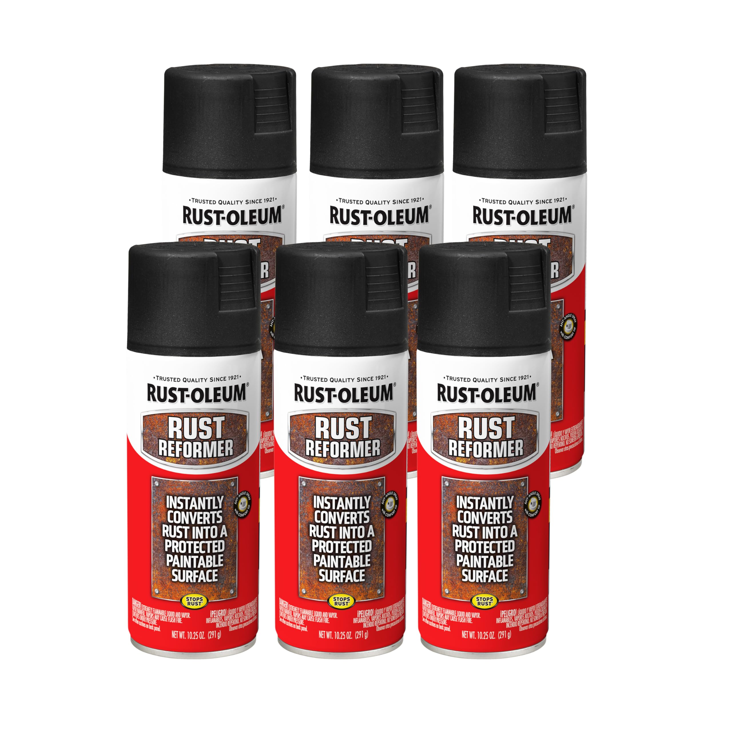 248658-6PK Stops Rust Reformer Spray Paint, 10.25 oz, Black, 6 Pack
