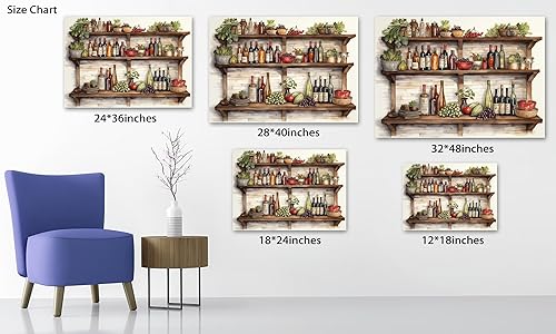 Miniatura 107 de Hzddty Lienzo decorativo para pared, diseño rústico de cocina, vino tinto y pan, cuadros de comida para decoración de pared, impresiones de pintura