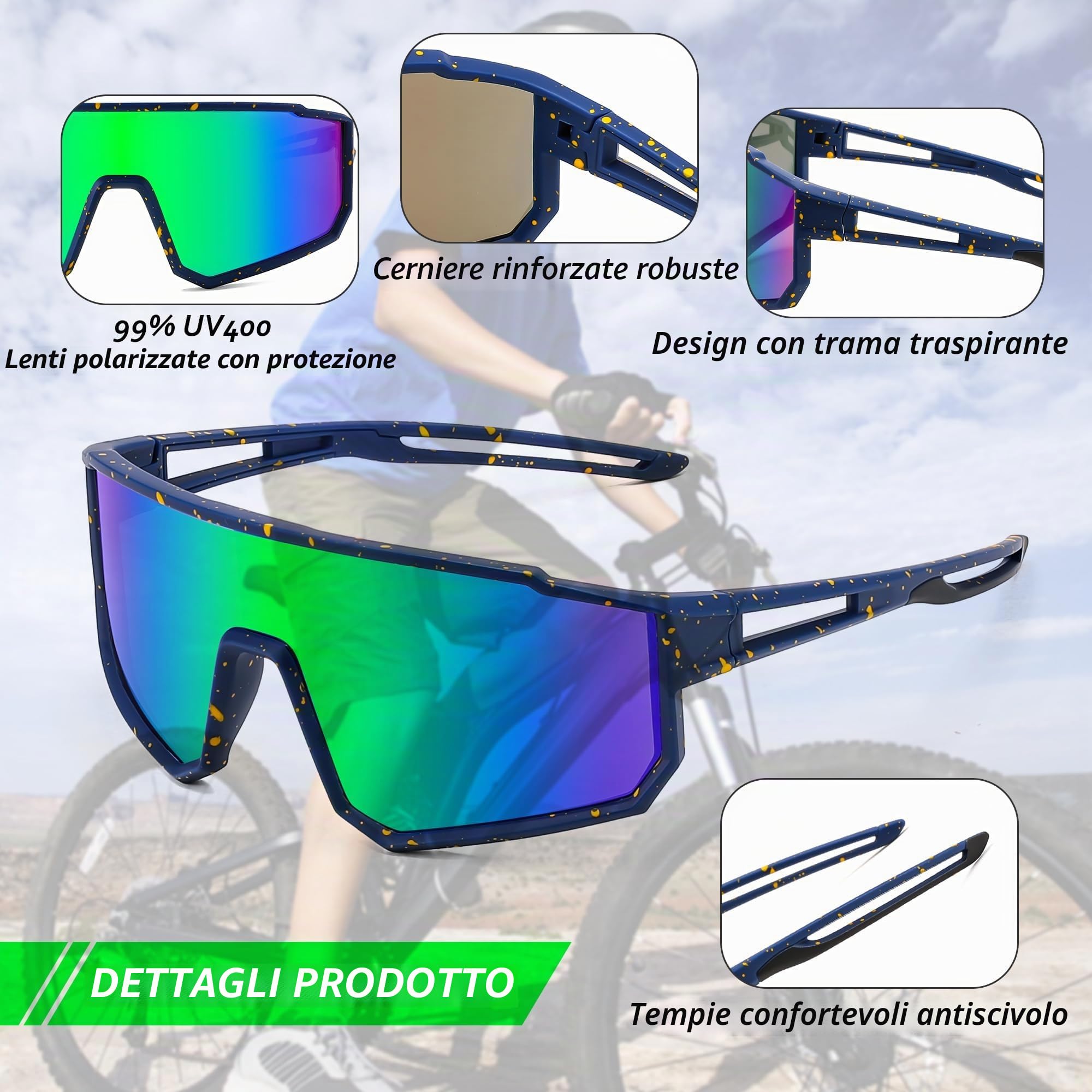 FEISEDY Occhiali da Sole Sportivi Polarizzati per Ragazzi Bambini Bicicletta Occhiali da Baseball per Ragazze Età 6-15, con Protezione UV400, Montatura TR90 B4163
