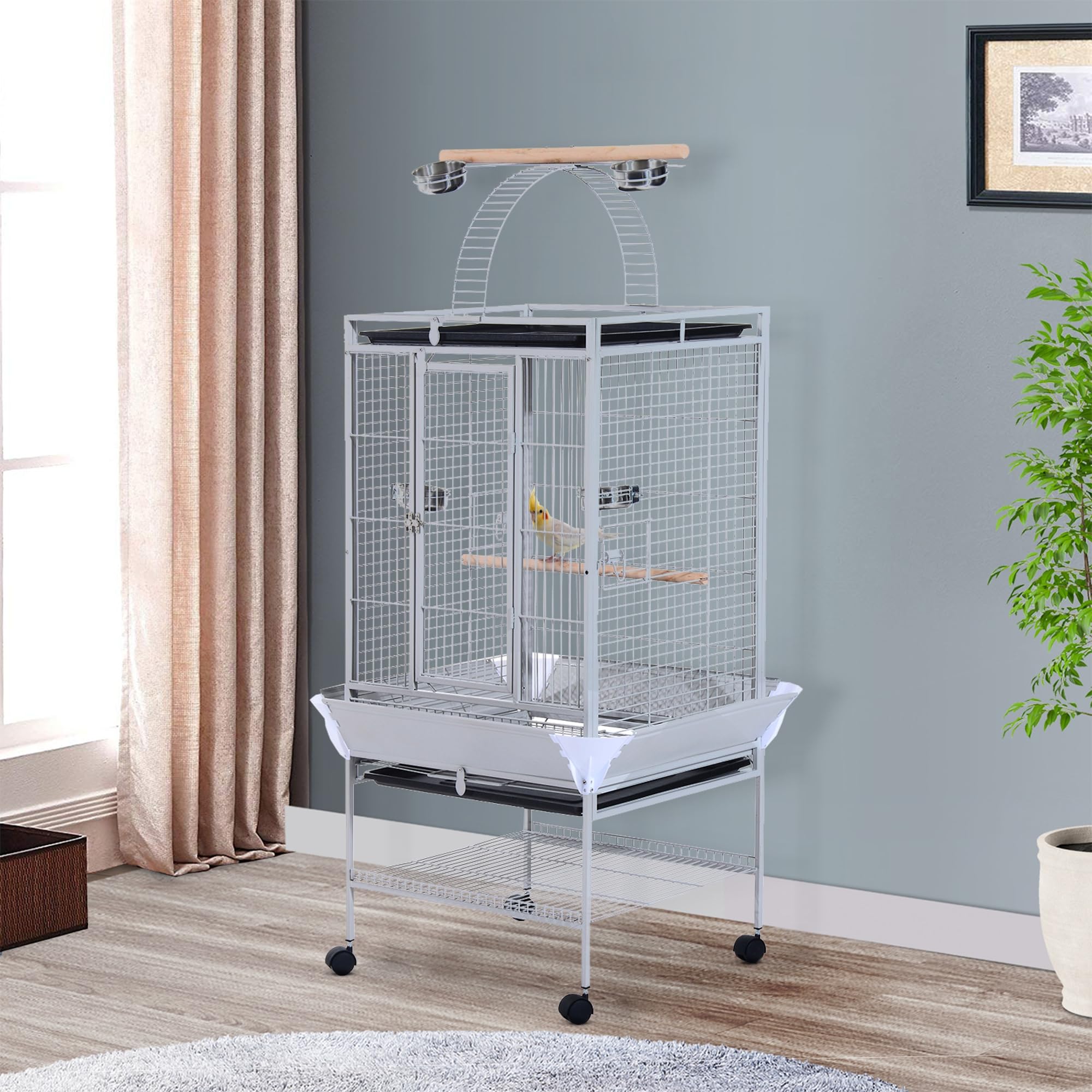 Mangeoire à Oiseaux En Bois Avec Toit Imperméable - 52x130 Cm, Idéale Jardin Et Extérieur - 9
