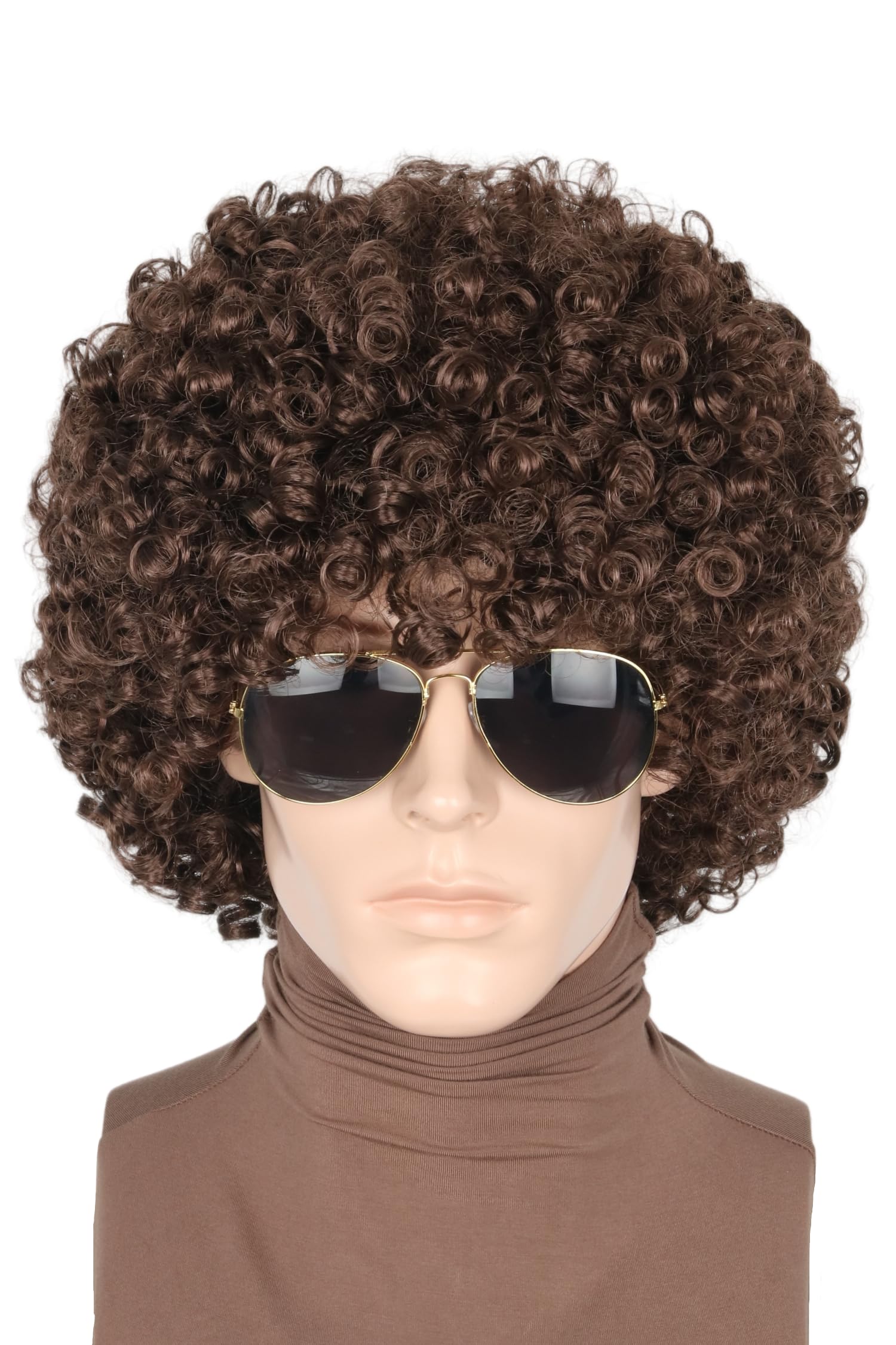 Photo 1 of LeMarnia 70s 80s Afro Wig for Men Women Dark Brown Short Curly Synthetic Wig Halloween Disco Rock Hippie Costume Wig