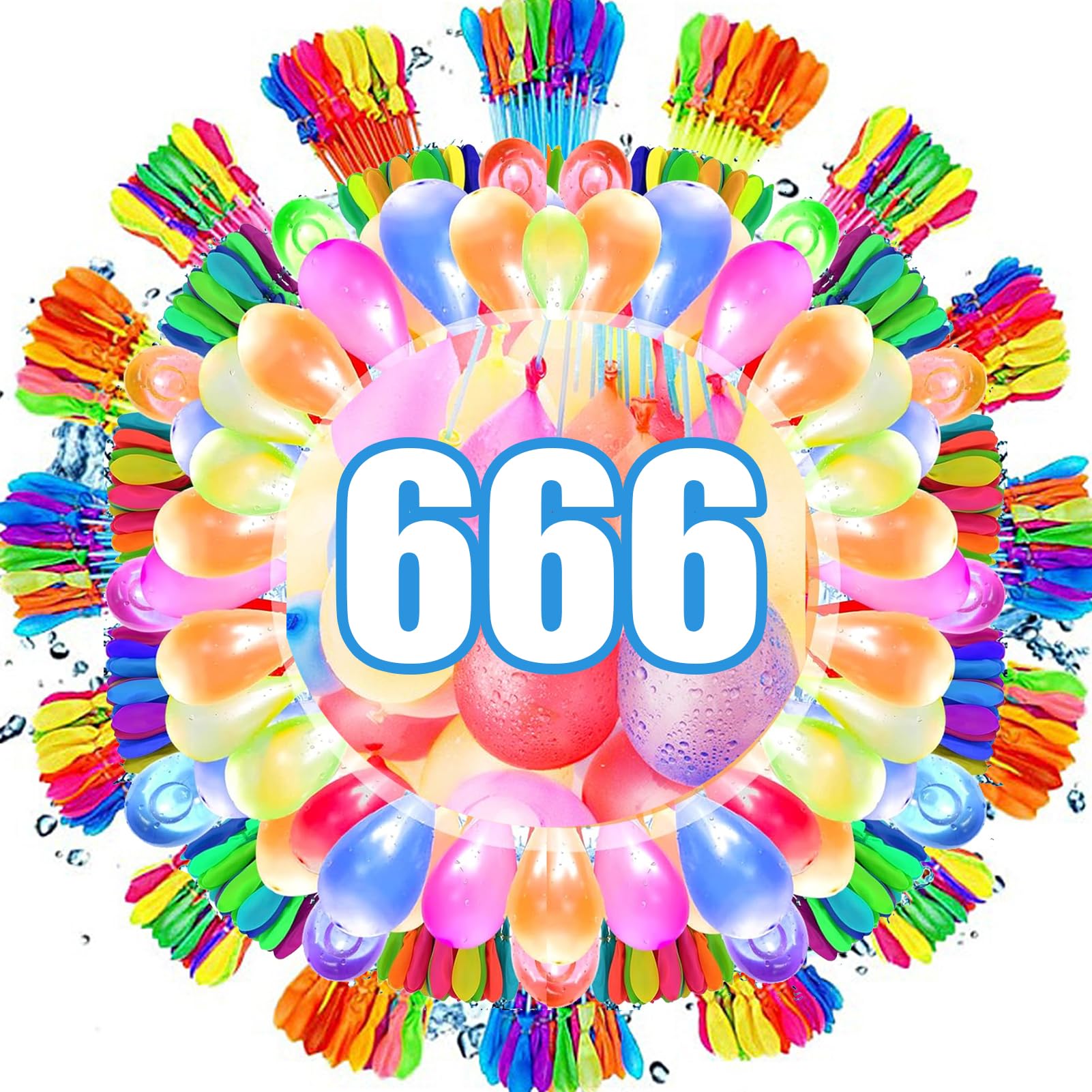 TKGEOUE 666 Water Balloons For Kids Easy Fill With Tap Adapters Bunch o Balloons 1s Rapid-Filling Self-Sealing 100+ In 60s For Water Toys For Kids Outdoor Water Games Beach Pool Party Fight (B)