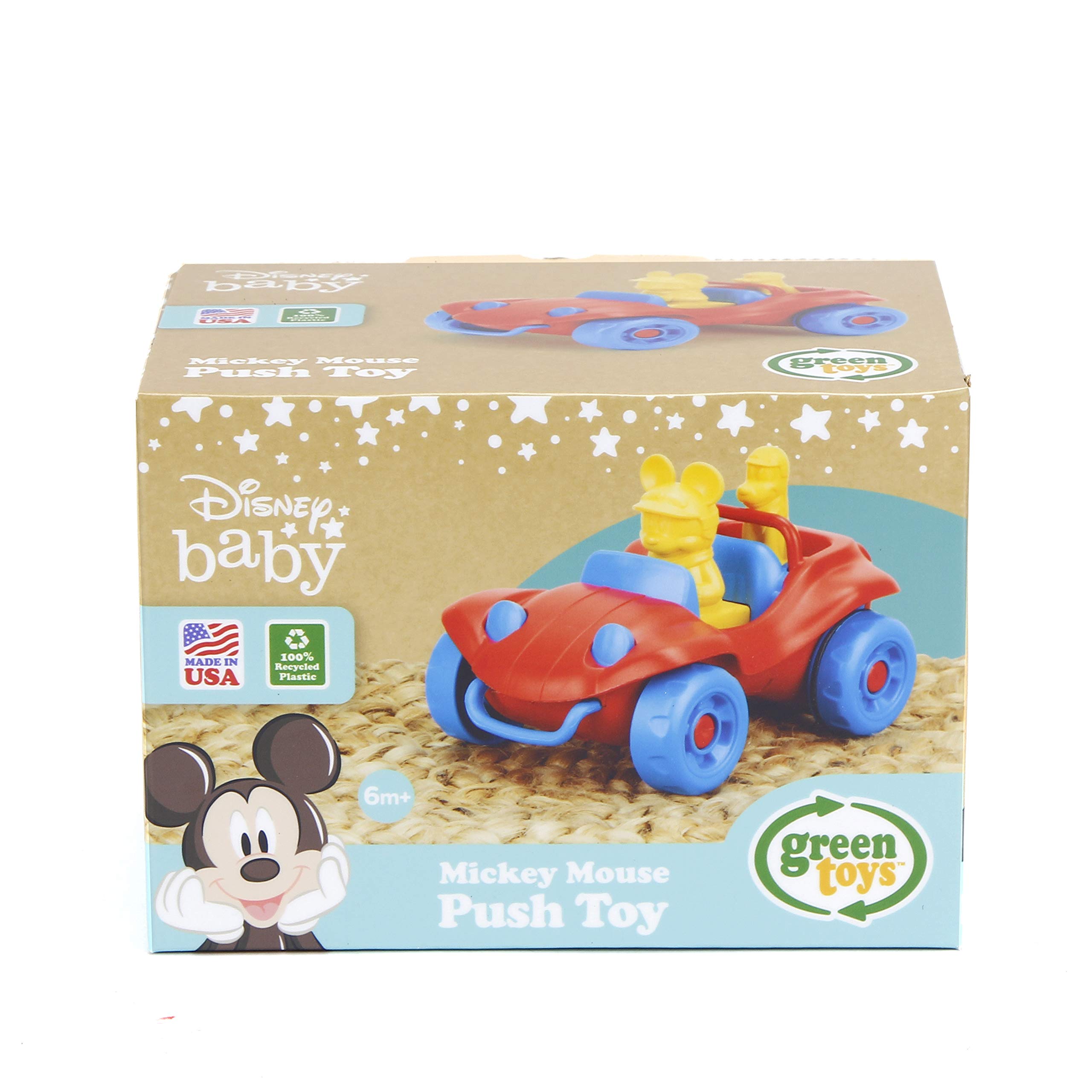 Green Toys Disney Baby Mickey Mouse Push Toy - Juego de simulación, habilidades motoras, vehículo de juguete para niños. Seguro para bebés y niños pequeños. Sin BPA, ftalatos, PVC. Apto para