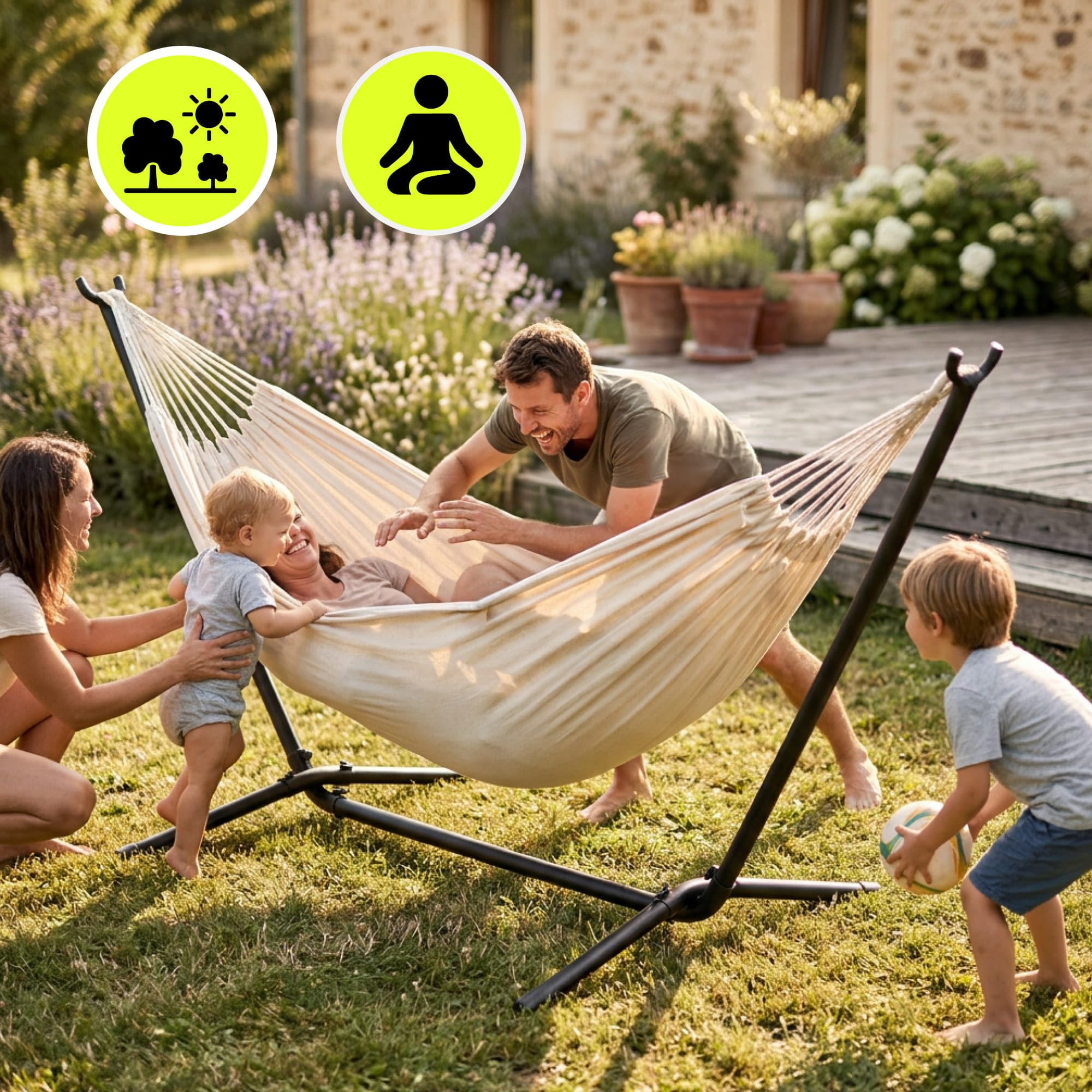 hängematte beige HyperMotion Boho mit Tragetasche, Polyester-Baumwolle-Mischung, 200 × 150 cm, bis 100 kg Traglast, für Garten, Balkon, Terrasse und Camping Garten Lense:-1.5 Prophete Standpumpe Rail_I-Beam This can let you
