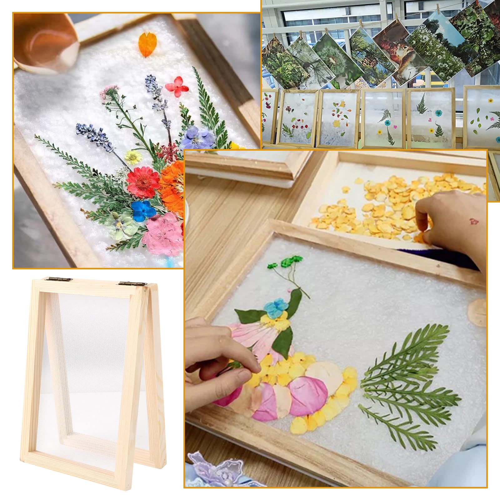 6 piezas de papel de 6 tamaños, marco para fabricación de papel (A4, A5, A6 y A7), marco de papel de 25 x 34 cm, juego de serigrafía, marco para manualidades y manualidades