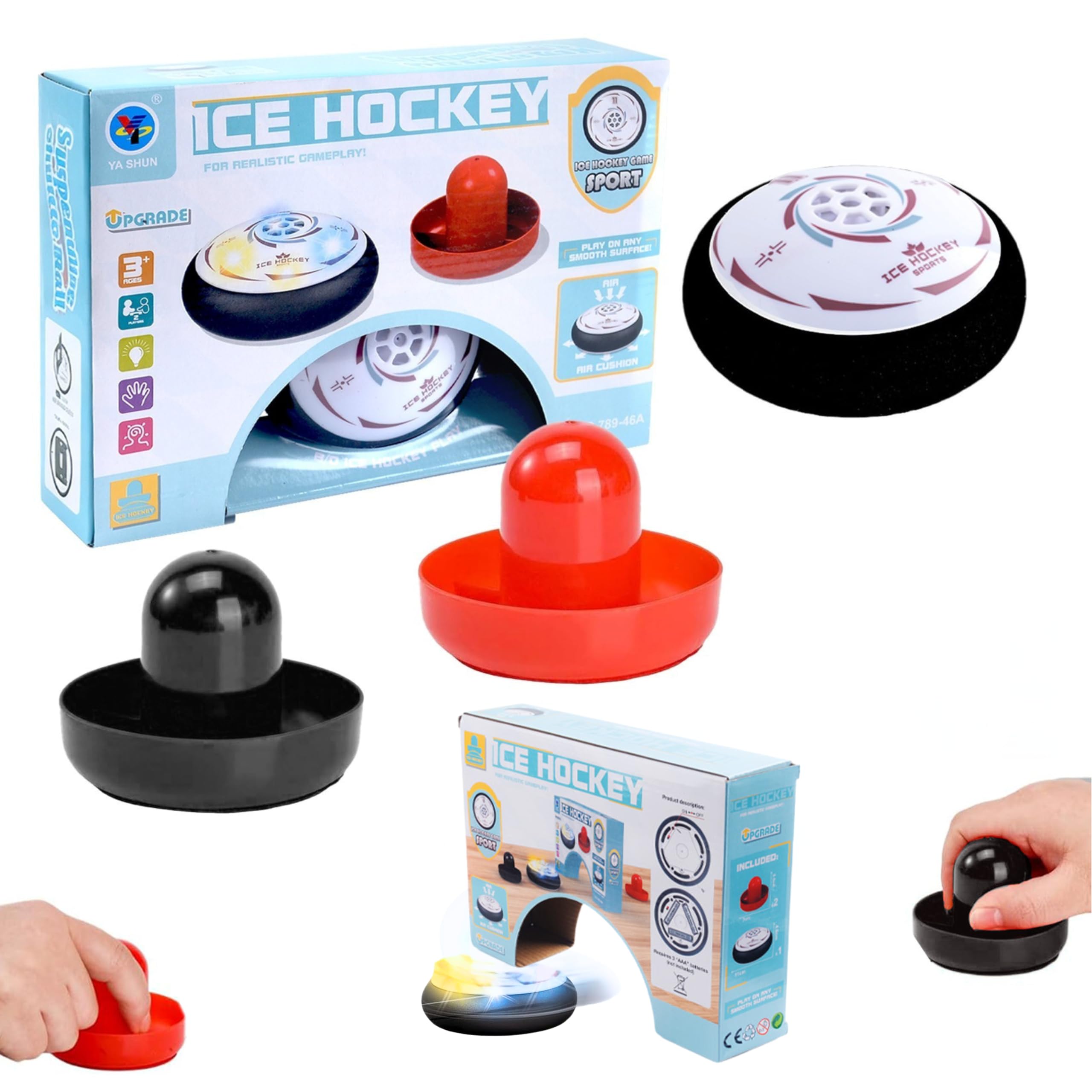 Electric Air Hockey Hover Puck Set, 2 Red Replacement Pucks for Mini Air Hockey Table, Portable Floating Hockey Pucks for Kids Family Indoor Game Night