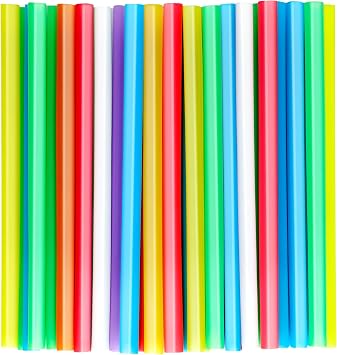 50 PCS Jumbo Smoothie Straws ، البلاستيك القابل للتصرف الملون Milkshake Straw 0.43 & # 34 ؛ القطر و 8.2 & # 34 ؛ طويل