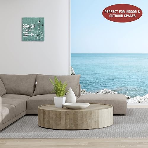 Miniatura 6 de Taylor Precision Products, Beach This Way - Reloj y termómetro de poliresina para interiores y exteriores, 14 pulgadas, multicolor