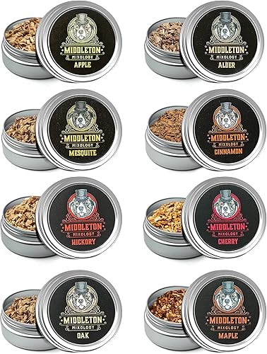 SmokeTop - Paquete de 8 chips de madera, chips de ahumador de cóctel para cócteles antiguos, whisky y bourbon - Fabricado en los Estados Unidos -