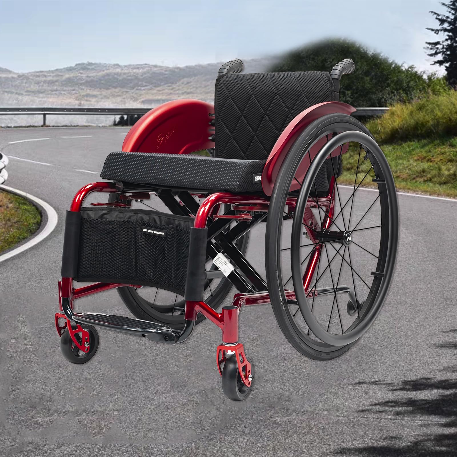 Silla De Ruedas Deportiva Ligera,silla De Ruedas Deportiva Ultraligera Plegable Todo Terreno,silla De Ruedas Manual Portátil De Aleación De Aluminio Autopropulsada,silla De Ruedas De Transporte Plegab