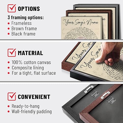 Miniatura 10 de H-DEWALL Letras de canciones personalizadas, lienzo enmarcado, regalos para ella, cumpleaños, esposa, obras de arte para dormitorio, lienzo musical