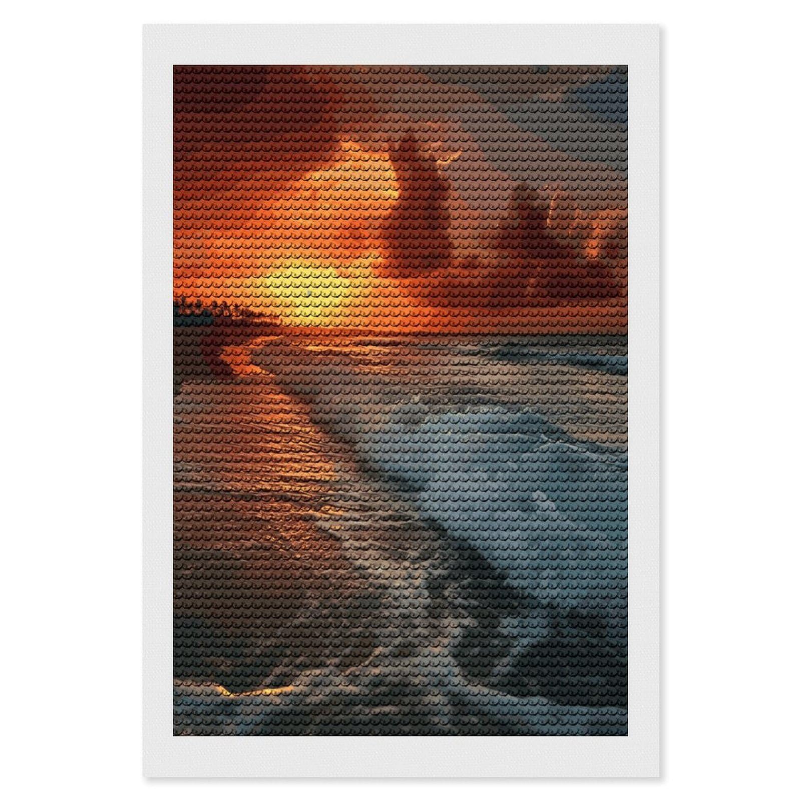 LDGSUPH The Beach Sunset Diamond Painting Kits for Adults Paint with Diamond Pictures Art DIY Full Drill Diamond Dots Painting Personalized Diamond Photo for Home Wall Decor Gift 8"x12"