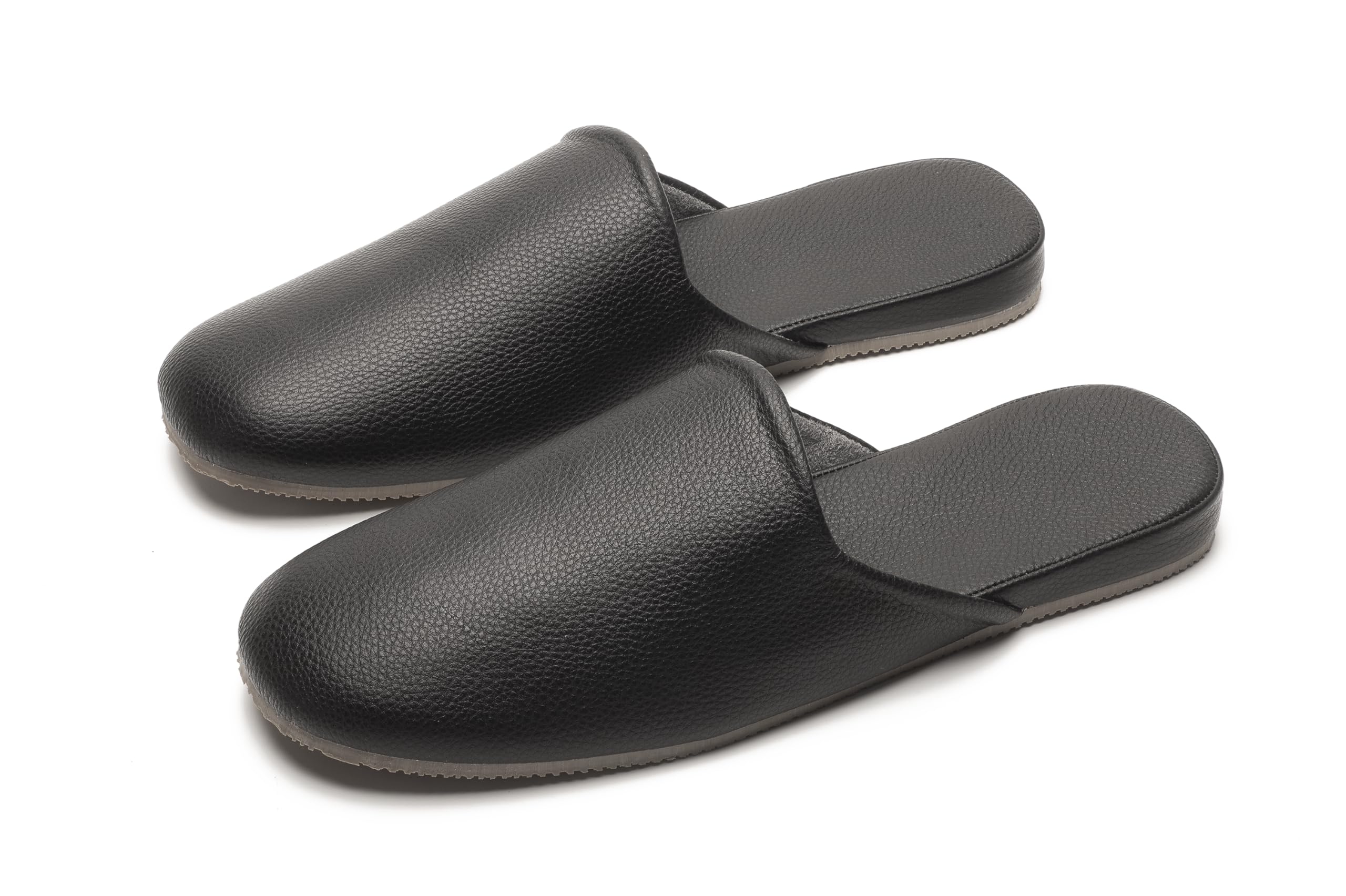 Hyfant Men's Leather Slippers Top Grain Leather Slippers for Men and Women Scuff Slipper with Memory Foam Minimalist Mules House Slip-on Shoes for Office Home Bedroom Living Room Guests Visitor