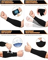 Vista 6 de Geyoga 2 pares de mangas resistentes a los cortes, protección de brazos, nivel 5, fundas protectoras de seguridad, protectores de brazos para Negro