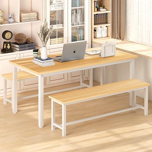 Miniatura 18 de AWQM-Juego de Mesa de Comedor, Juego de Mesa de Cocina con 2 Bancos, Ideal para el Hogar, Cocina y Comedor, Mesa de desayuno de 47.2x28.7x29.5