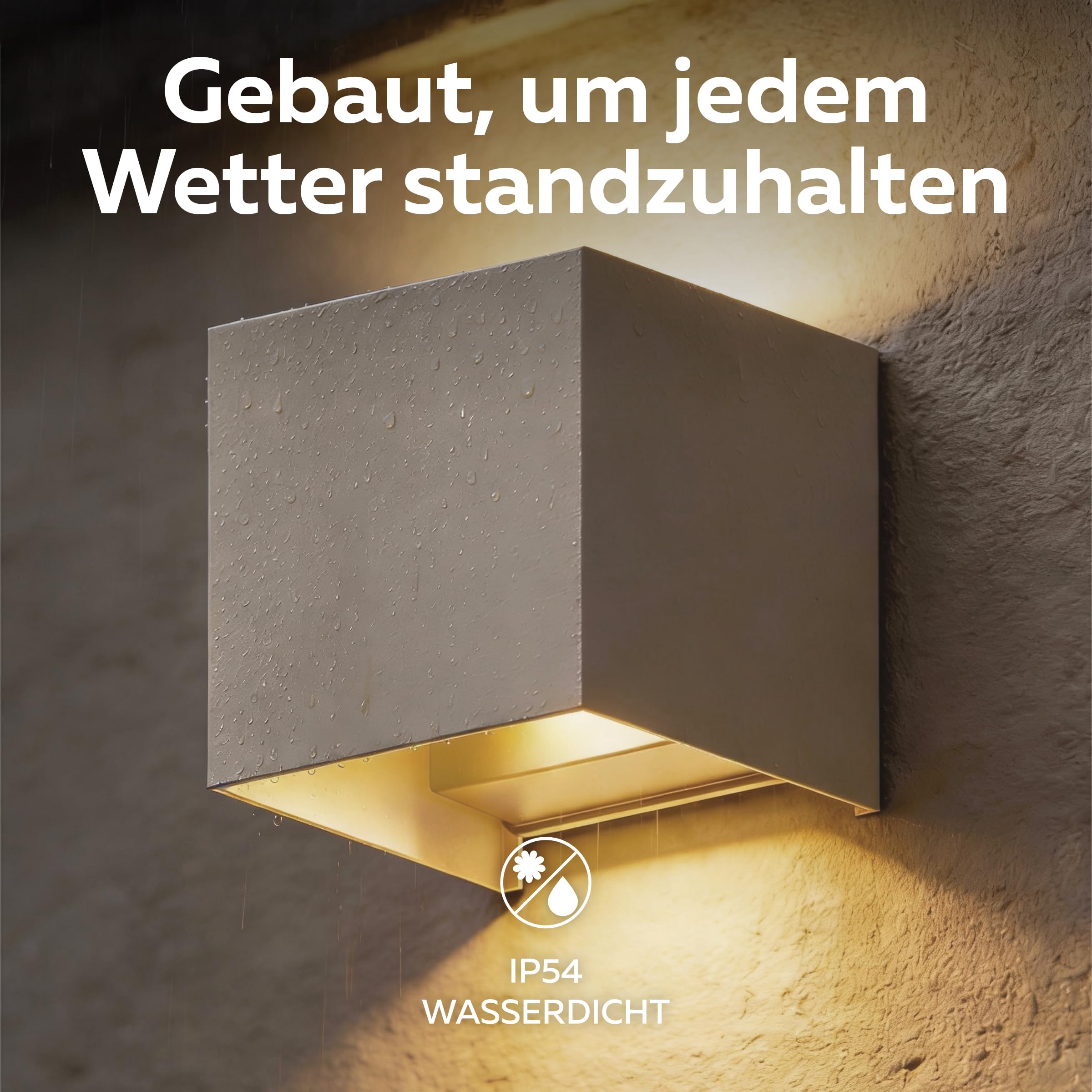 CALEX Bari Wandleuchte, Innen & Außen, Warmweißes Up & Down Licht, Einstellbarer Lichtstrahl, Wasserdicht, Sandfarbe, 2-Pack