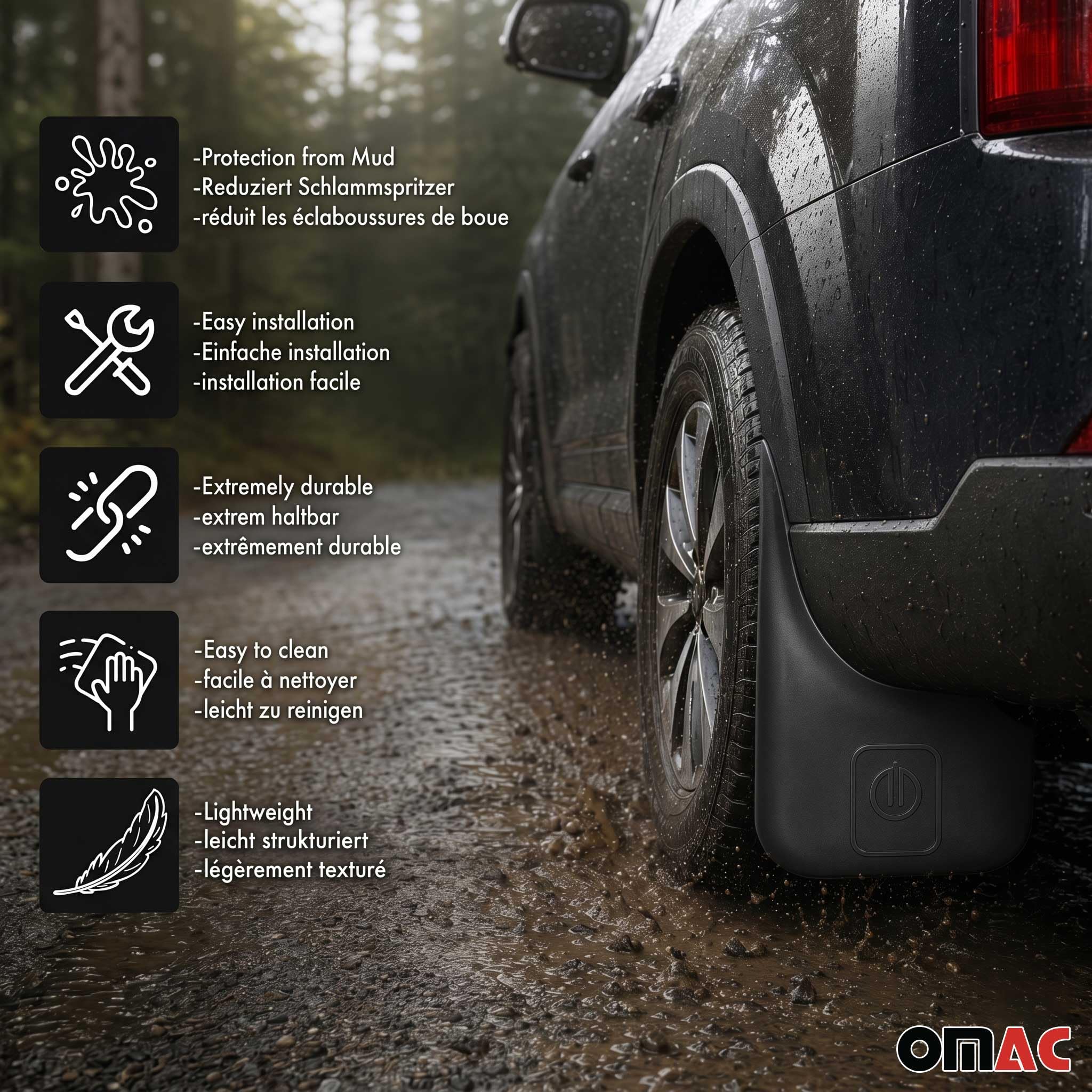 OMAC Faldones Spritzschutz Kotflügel Compatible con Nissan Qashqai J10 2007-2014 ABS 4X