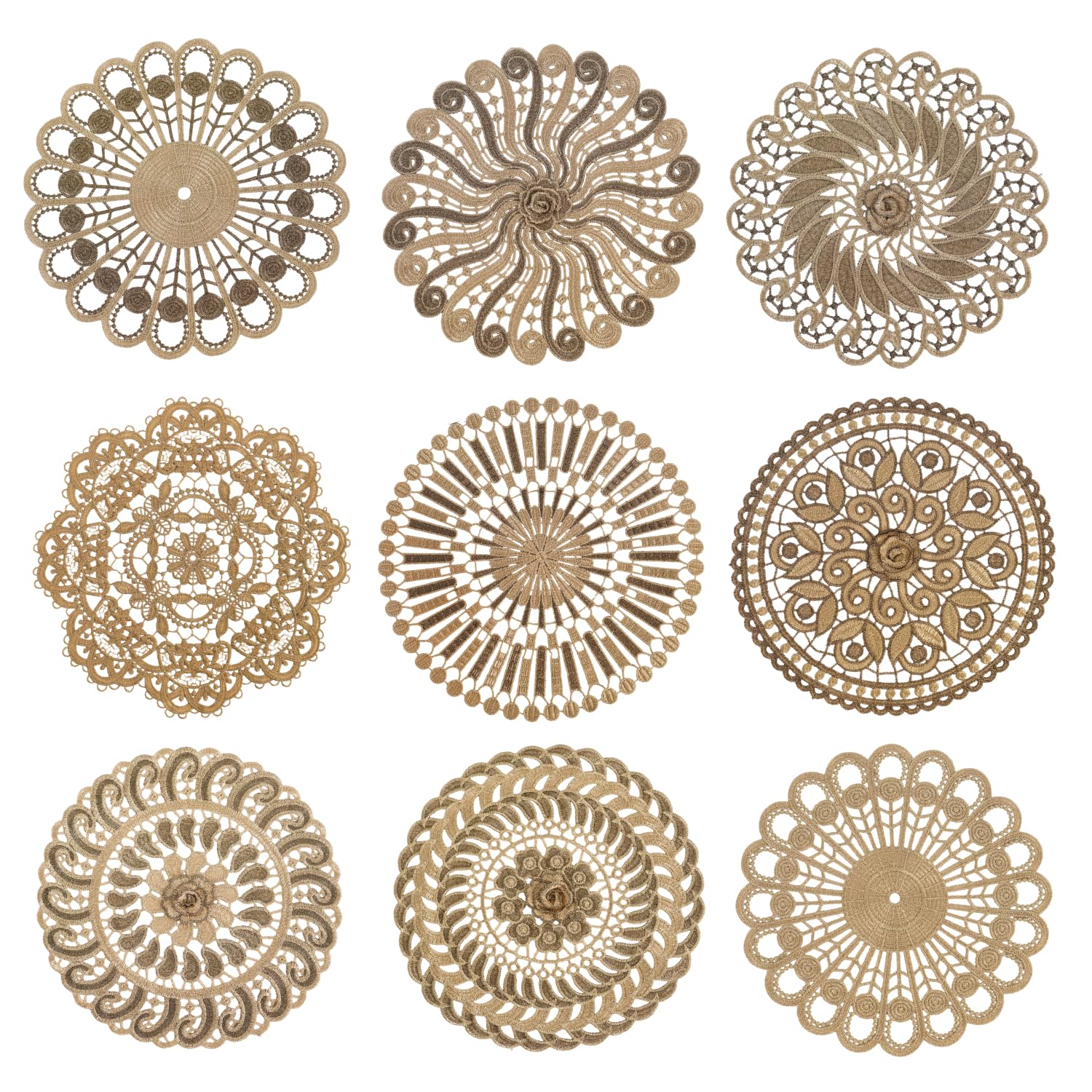 Napperons dentelle crochet vintage nappe ronde retro haute qualite 9 pieces