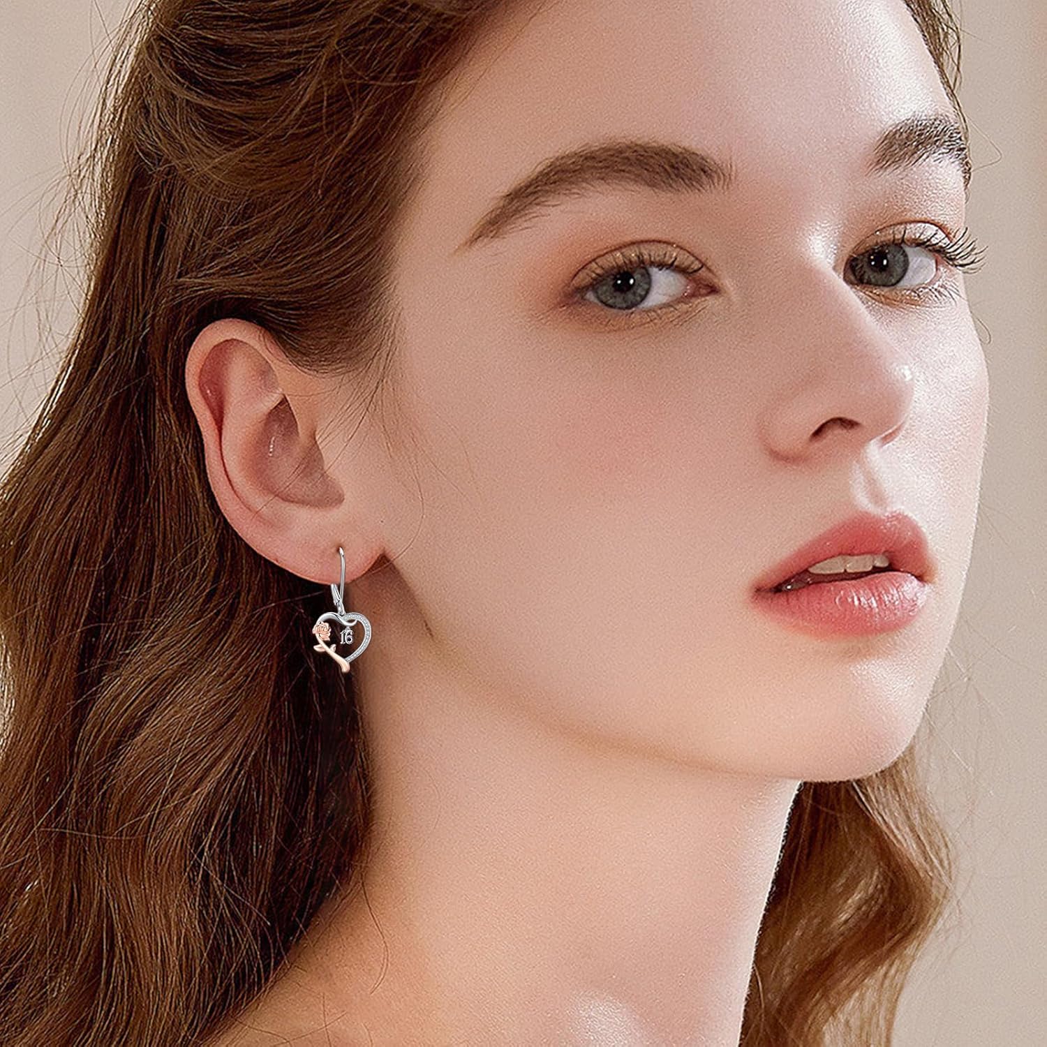 13th/ 15th/ 16th/ 18th/ 50th/ 80th Birthday Gifts for Women Daughter 925 Sterling Silver Love Heart Rose Flower Leverback Drop & Dangle Earrings Birthday Mothers Day Christmas Anniversary Graduation Jewelry - Image 5