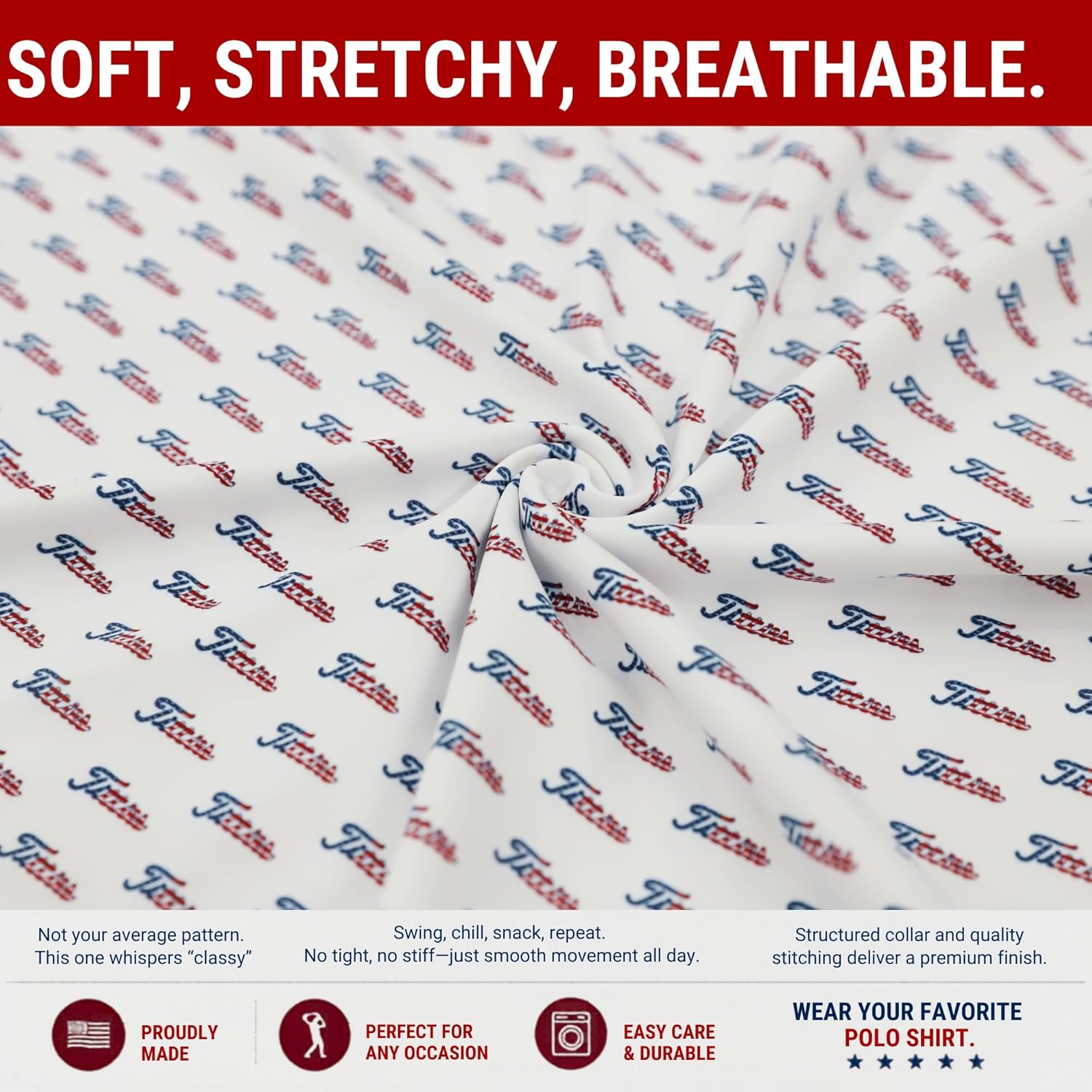 USA Titties Golf Polo – Patriotic Golf Polo Shirt for Men – American Flag Golf Polo – Funny Golf Shirt