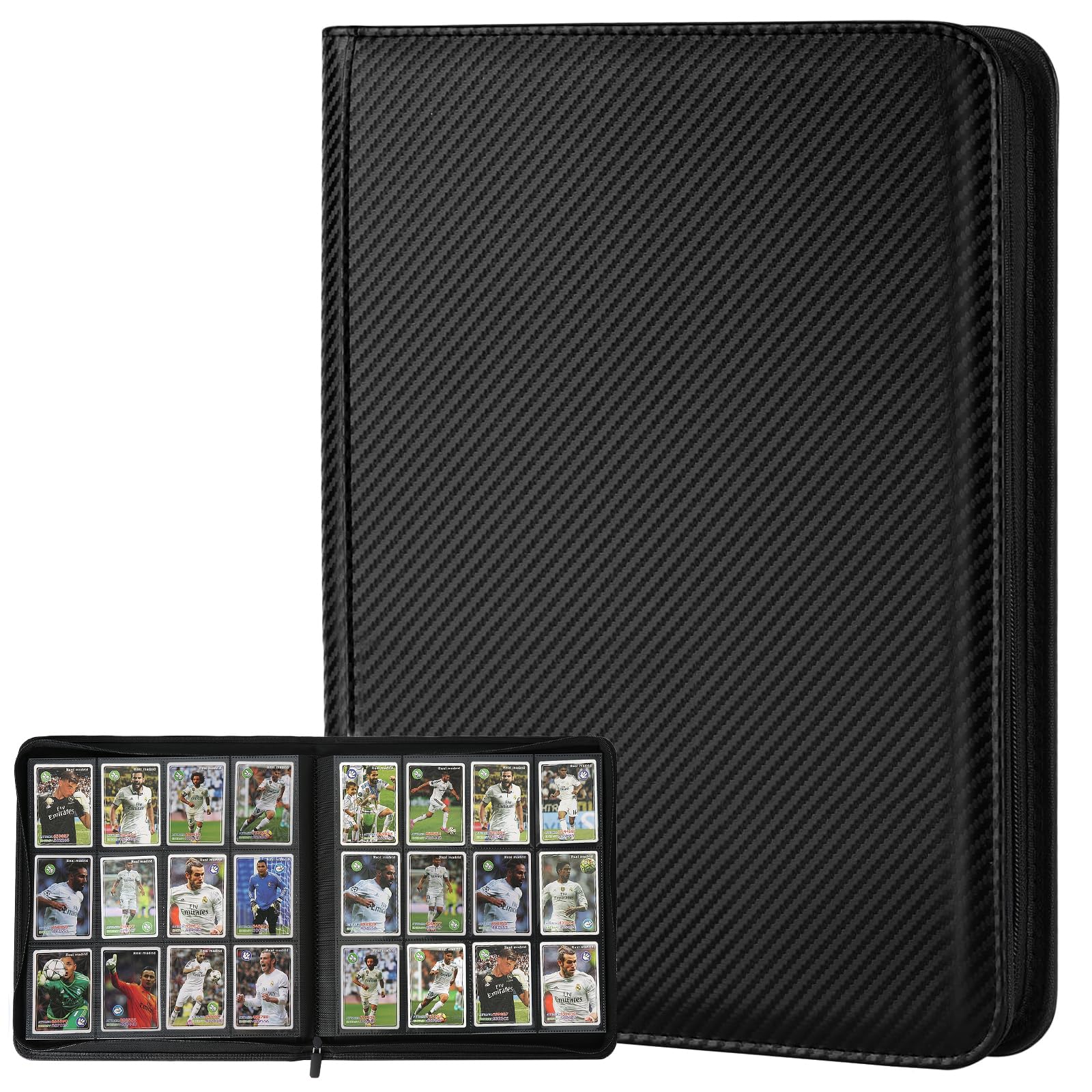 Trading Card Binder 12 Pocket, GERMUN PU Cover Card Binder for 720 Cards, Premium Trading Card Holder Folders, Double Sided Pocket Card Album for MTG, TCG (Carbon Black)