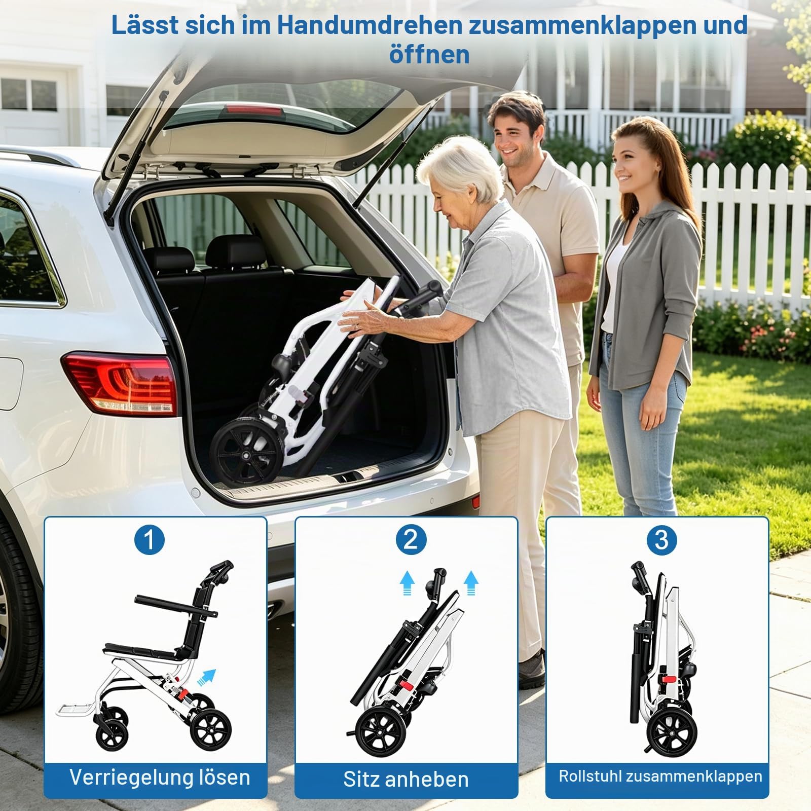 Ultraleichter Faltbarer Rollstuhl 8.2kg Tragbarer Rollstühle