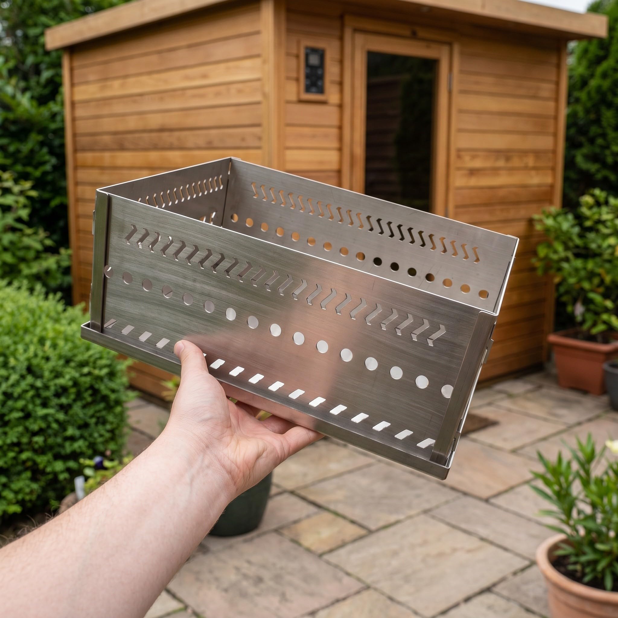 Panier à Pierres de Sauna pour Poêle à Bois en Acier Inoxydable Argenté