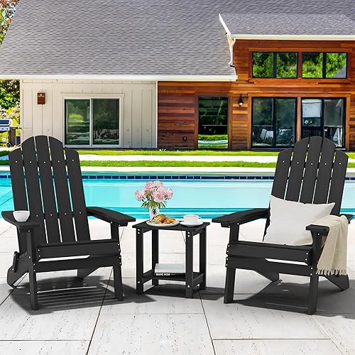 Miniatura 2 de MXIMU Silla plegable Adirondack de plástico resistente a la intemperie, sillas Adorondic de plástico para exteriores para asientos de área de