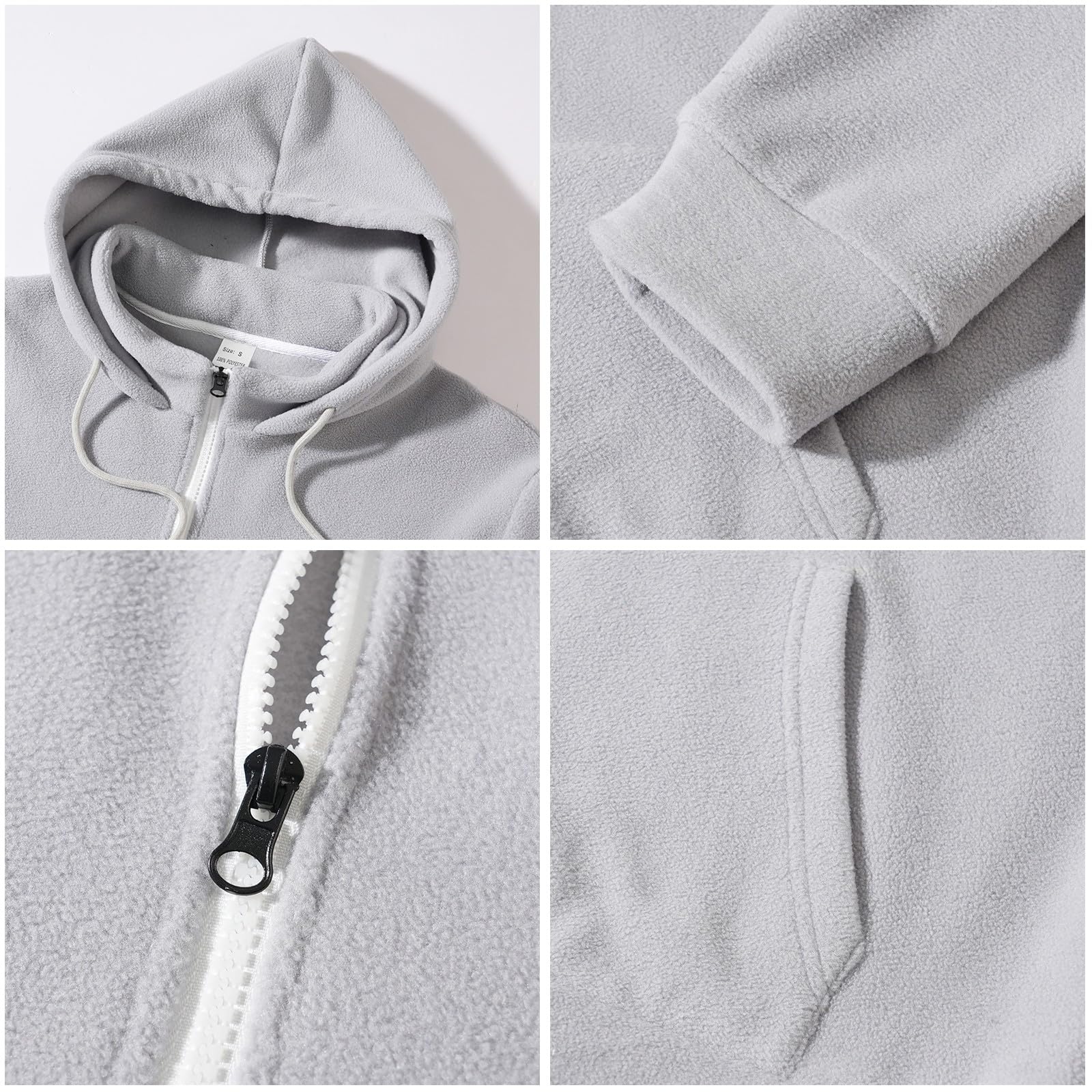 Ropa Anti UV Hombre Sudadera con Capucha Y Cremallera De Un para Hombre, Forro, Manga Larga, Estilo Oversize, Cálida, Bolsillo. Sudaderas Azul (Light Ashy, XXXL) Deporte Cortavientos