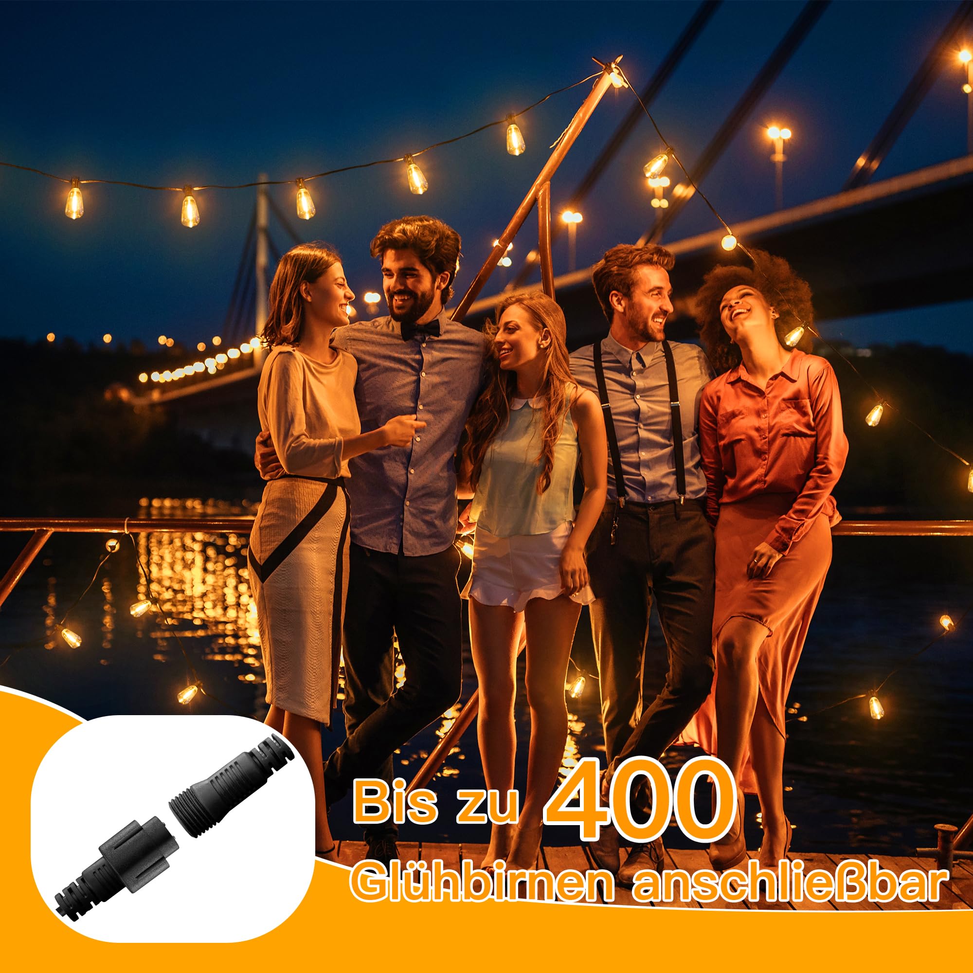 Led Lichterkette Außen Outdoor Strom-30M mit Fernbedienung Timer | dimmbar 98ft ST38 Glühbirnen 3 Modi, Lichterketten IP44 Wetterfest für Garten Balkon Terrasse