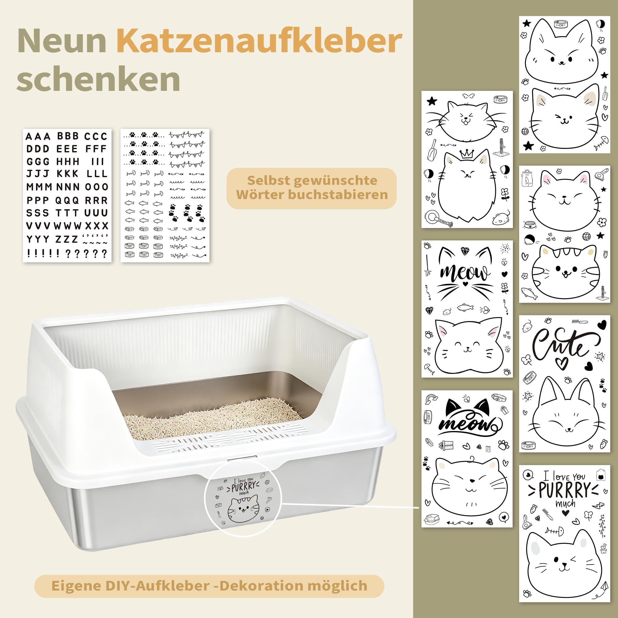 Inodoros para gatos,Blanco,Acero inoxidable