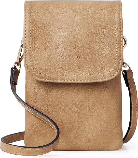BOSTANTEN Sac pour le corps des femmes en cuir Petit soucoupe Téléphone cellulaire Sac à dos