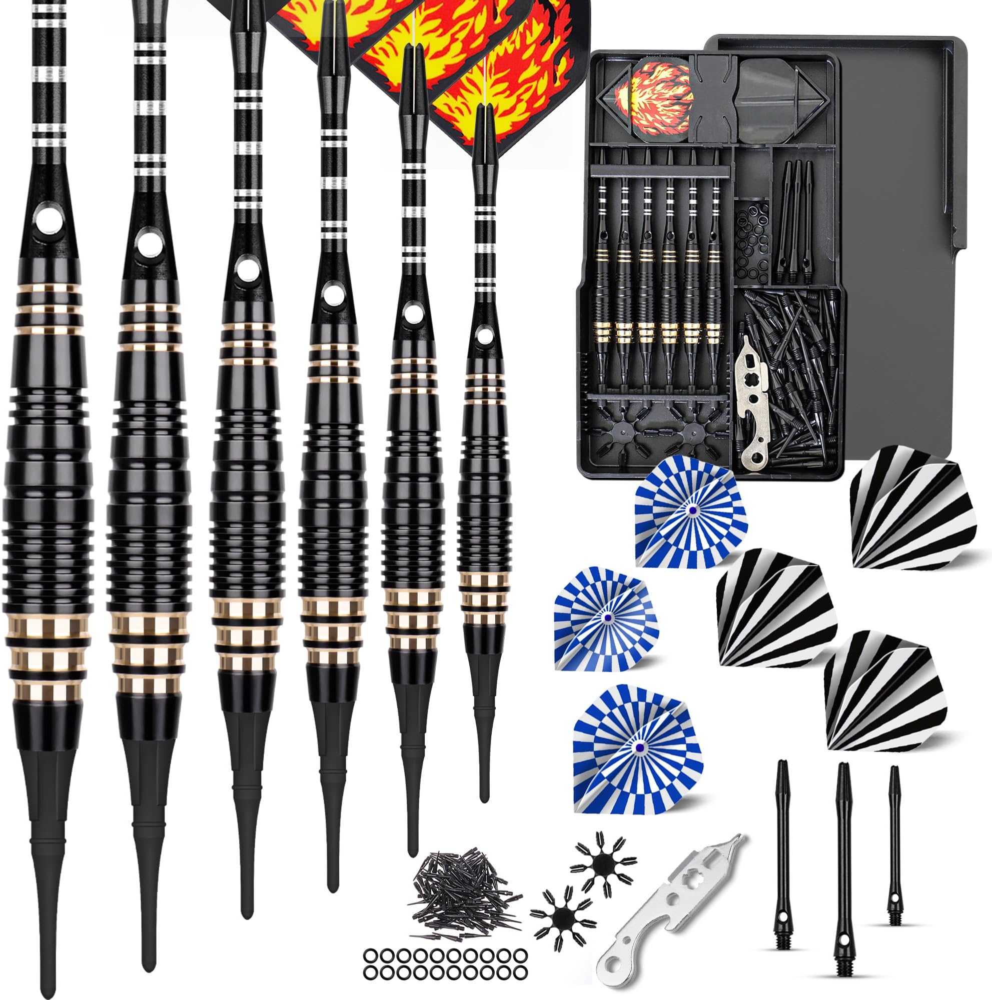 Soft Tip Darts 16g with Carry case Black/Blue/Green/Pink