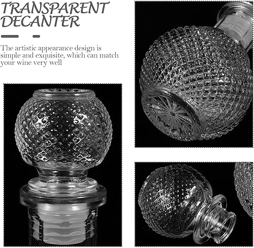 Miniatura 3 de Housoutil Decantador de licor con tapón de cristal para whisky, vino, vodka, bourbon, botella para decoración del hogar, bar, fiesta, transparente