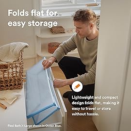 Stokke Flexi Bath X-Large, Lavender - 31.5 x 15.7 x 9.4 in - Best for Infants & Toddlers - Lightweight, Foldable & Easy to Store - Convenient to Use at Home or Traveling