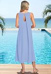 MISFAY Robe Maxi d'été pour femmes Sans manches Dos Hollow Out Longue robe Plage Sundresss avec poches
