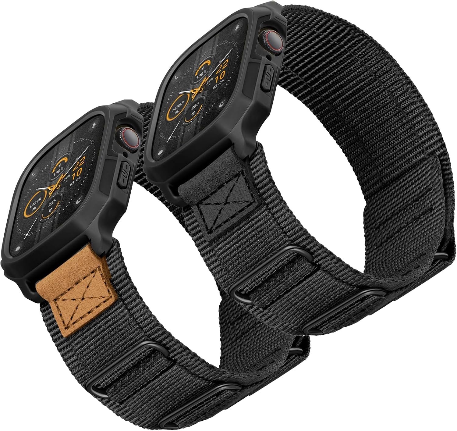 Bundle of the Rugged Nylon Velcro Apple Watch Band (Black-BlackTags/Black)