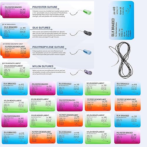 Miniatura 3 de Kit de sutura (30 piezas) para entrenamiento de almohadillas de sutura kit de práctica para estudiantes de entrenamiento veterinario dental, incluye